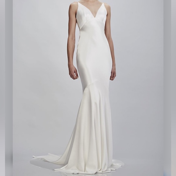 Theia Dresses & Skirts - Theia Couture Jean Ivory Satin Wedding Gown